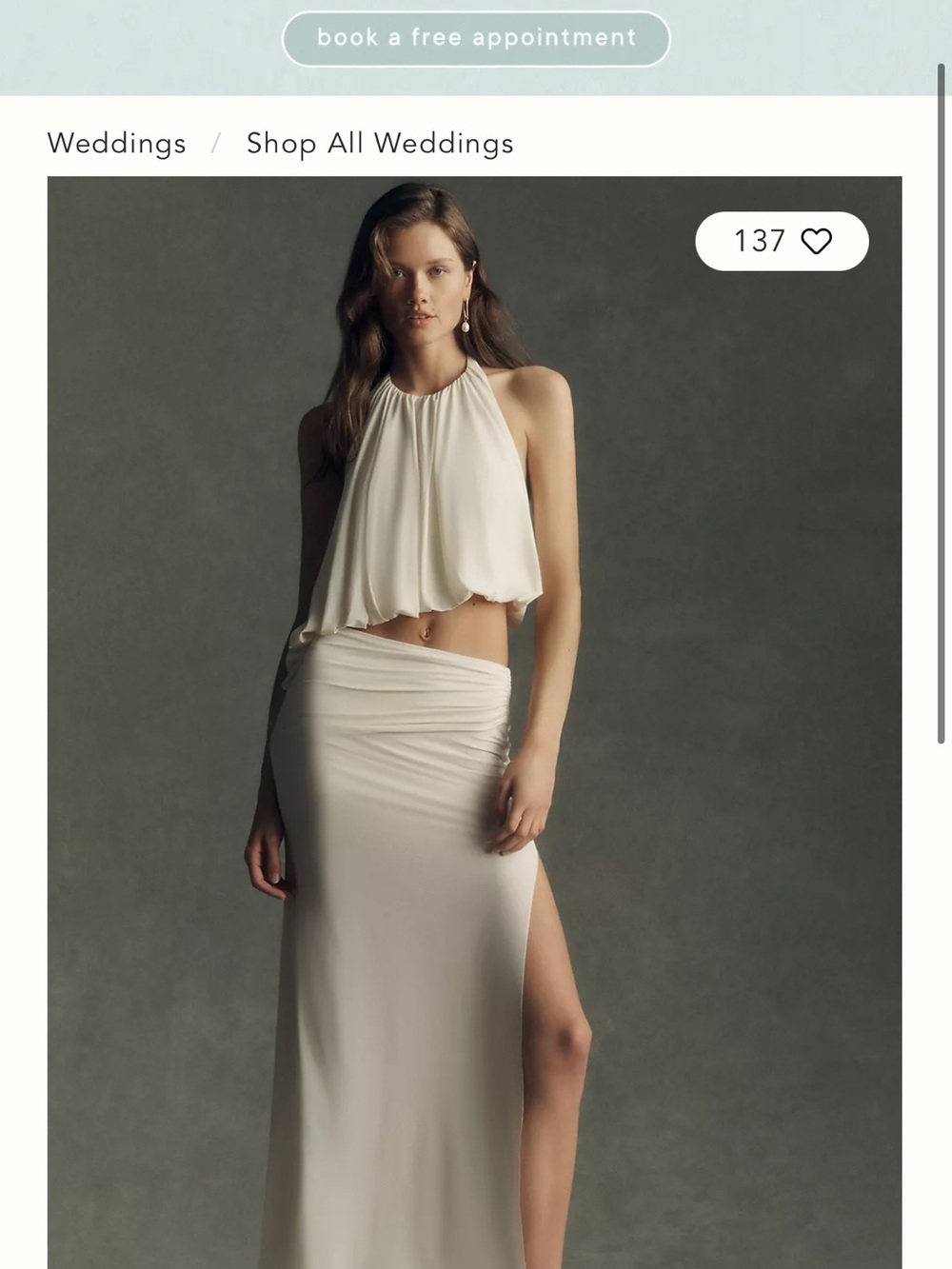 Bec & Bridge Cream Halter Maxi Skirt with High Side Slit